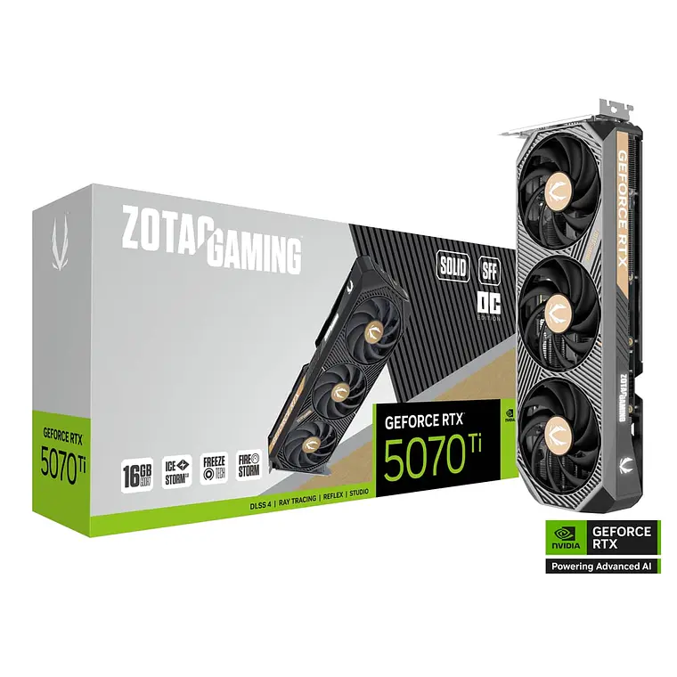 Tarjeta de Video ZOTAC GAMING GeForce RTX 5070 Ti SOLID SFF OC 16GB GDDR7 1