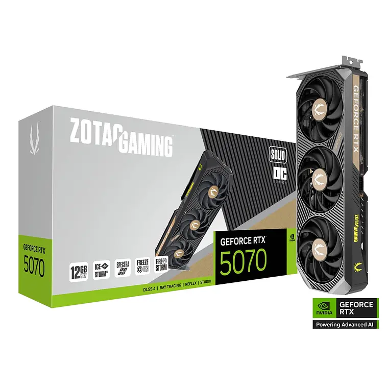 Tarjeta de Video ZOTAC GAMING GeForce RTX 5070 SOLID OC 12GB GDDR7 1