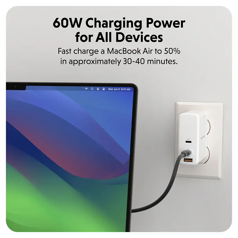 Cable de Carga Silicona USB-C a USB-C HyperJuice 60W PD 3.0 (1,5m) 5