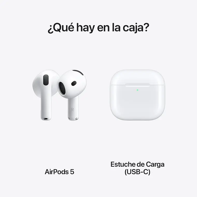 Audífonos Apple AirPods 5ta Generación Inalámbricos Bluetooth USB-C Blanco (Estuche de Carga Alámbrico) 3