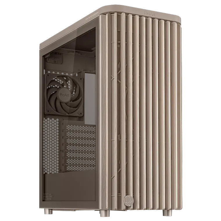 Gabinete ASUS ProArt PA401 Wood Edition Beige (ATX, Cristal Templado, Madera FSC, USB-C 2x2) 1
