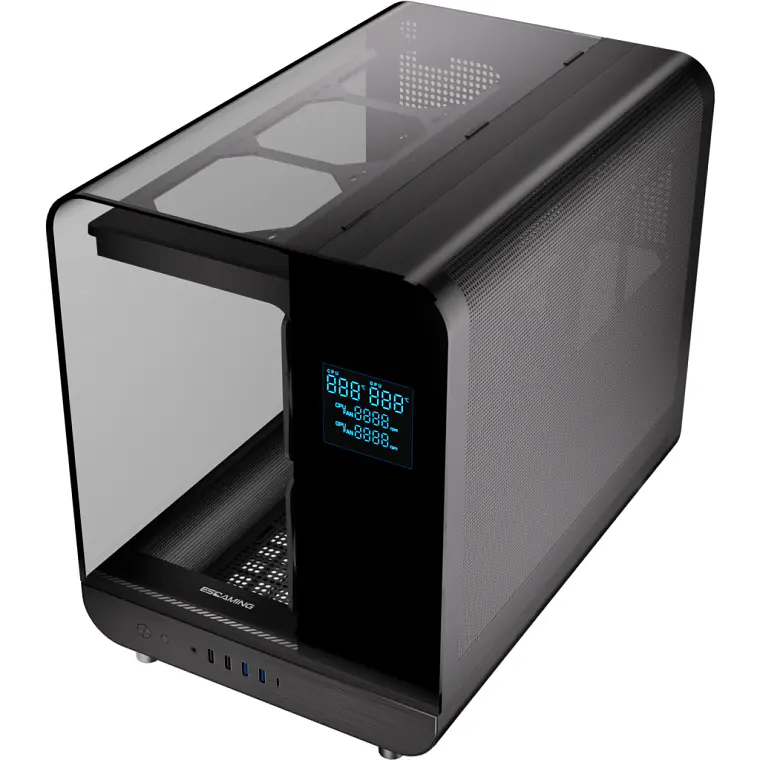 Gabinete Gamer ESGAMING Aircraft 007 Black Micro-ATX USB-C Vidrio 2