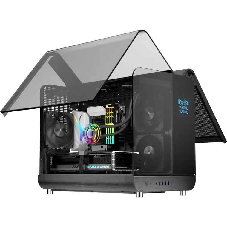 Gabinete Gamer ESGAMING Aircraft 007 Black Micro-ATX USB-C Vidrio 5