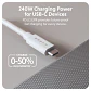 Cable USB4 HyperDrive Next Type-C 240W 40Gbps 8K 1.2m Blanco - Miniatura 3