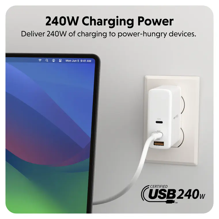 Cable Silicona HyperJuice USB-C a USB-C 240W 1m Blanco 4