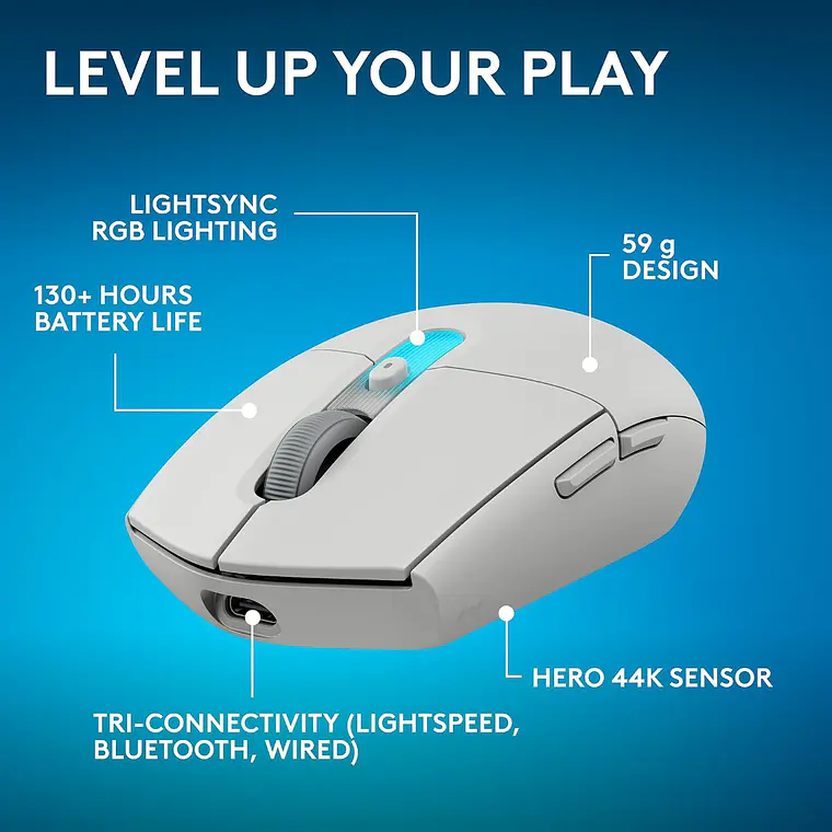 Mouse Gamer Logitech G305 X Superlight Wireless 44K Blanco 2