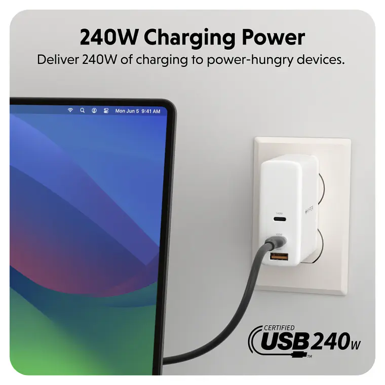 Cable Silicona HyperJuice USB-C a USB-C 240W 1m Negro 5