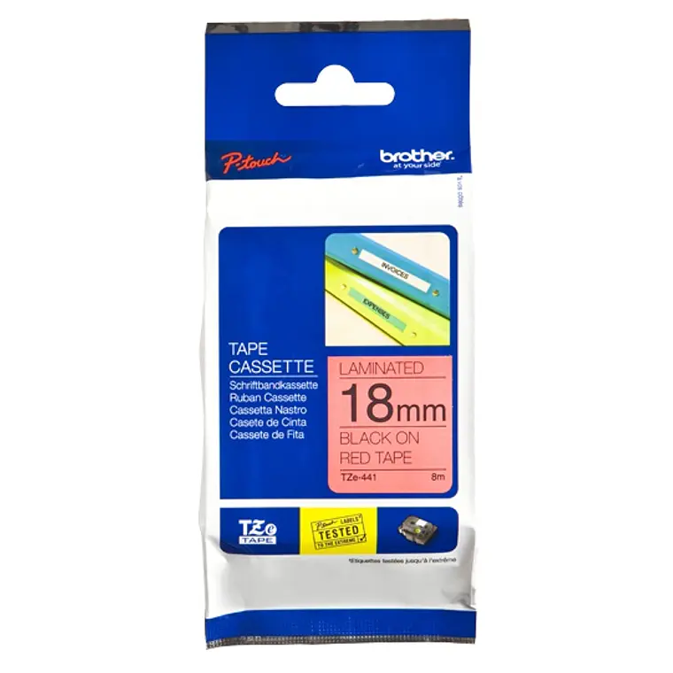 Cinta Rotuladora Brother TZe-441 Negro sobre Rojo 18mm x 8m 1