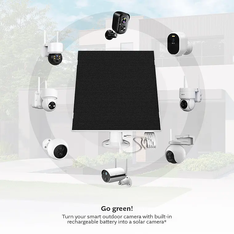 Panel Solar Universal 6W USB-C para Cámaras de Seguridad Exteriores (NHC-SP61W) 4