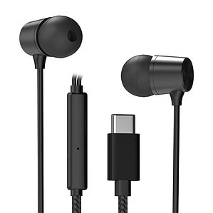 Audífonos In-Ear USB-C® con Micrófono y Control en Línea Color Negro - X-Tech
