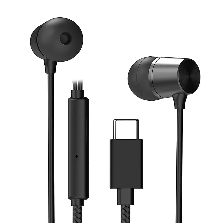 Audífonos In-Ear USB-C® con Micrófono y Control en Línea Color Negro - X-Tech 2