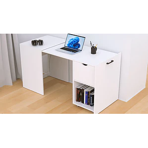 Escritorio Expandible Plegable Estación de Trabajo Convertible con Ruedas Blanco - Xtech