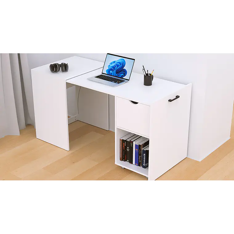 Escritorio Expandible Plegable Estación de Trabajo Convertible con Ruedas Blanco - Xtech 1