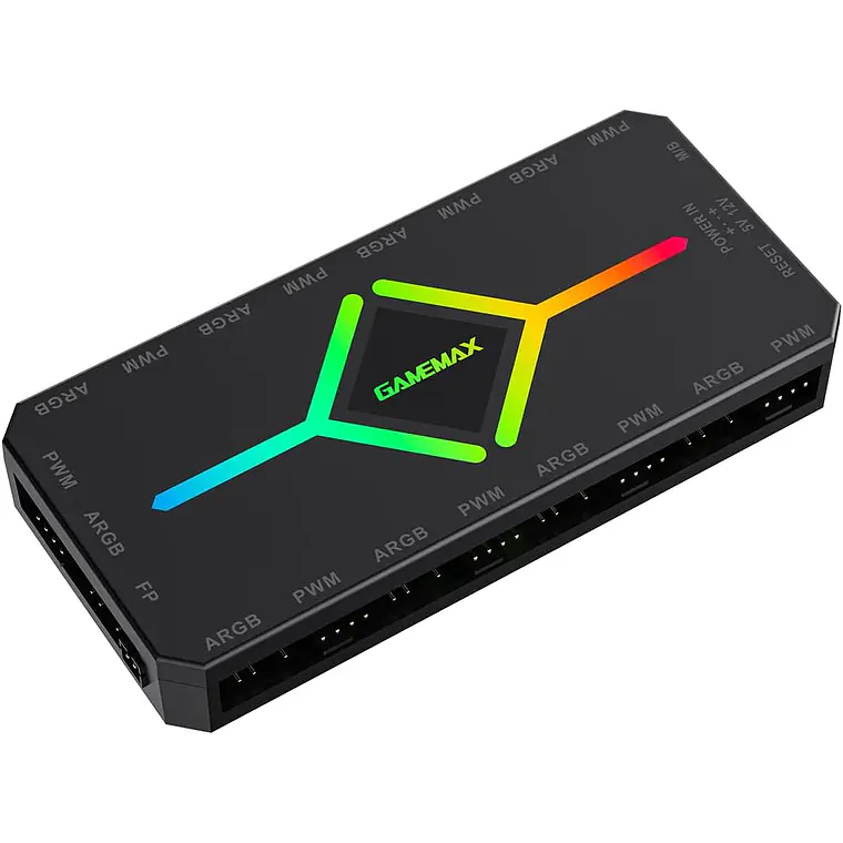 Hub Controlador de Ventiladores GameMax V4.0 PWM ARGB de 9 Puertos con Control Remoto RF 2