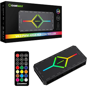 Hub Controlador de Ventiladores GameMax V4.0 PWM ARGB de 9 Puertos con Control Remoto RF