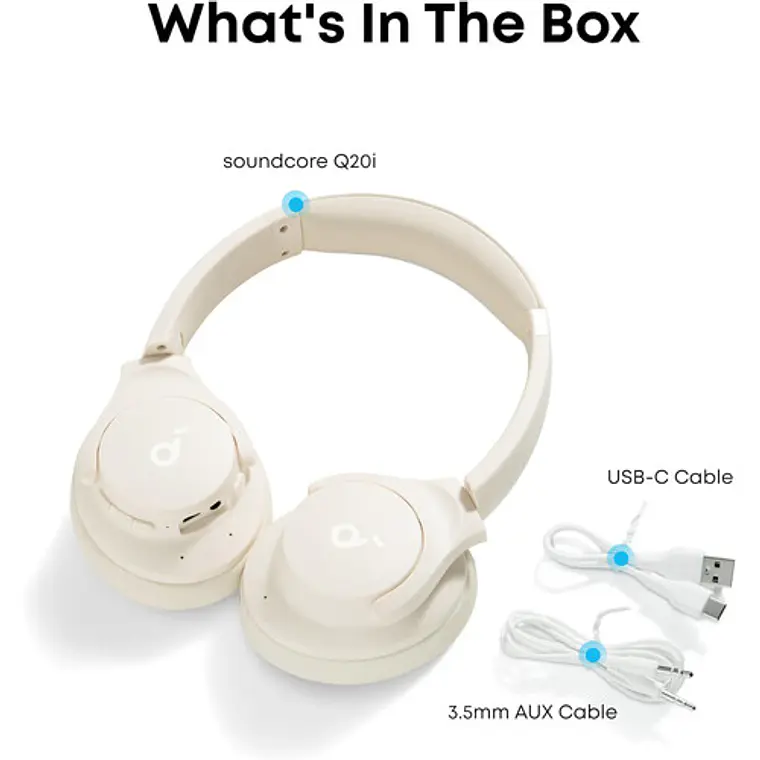 Audífonos Inalámbricos Soundcore Q20i Bluetooth ANC Blanco 7