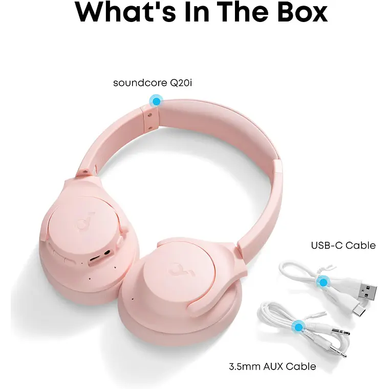 Audífonos Inalámbricos Soundcore Q20i Bluetooth ANC Rosa 2