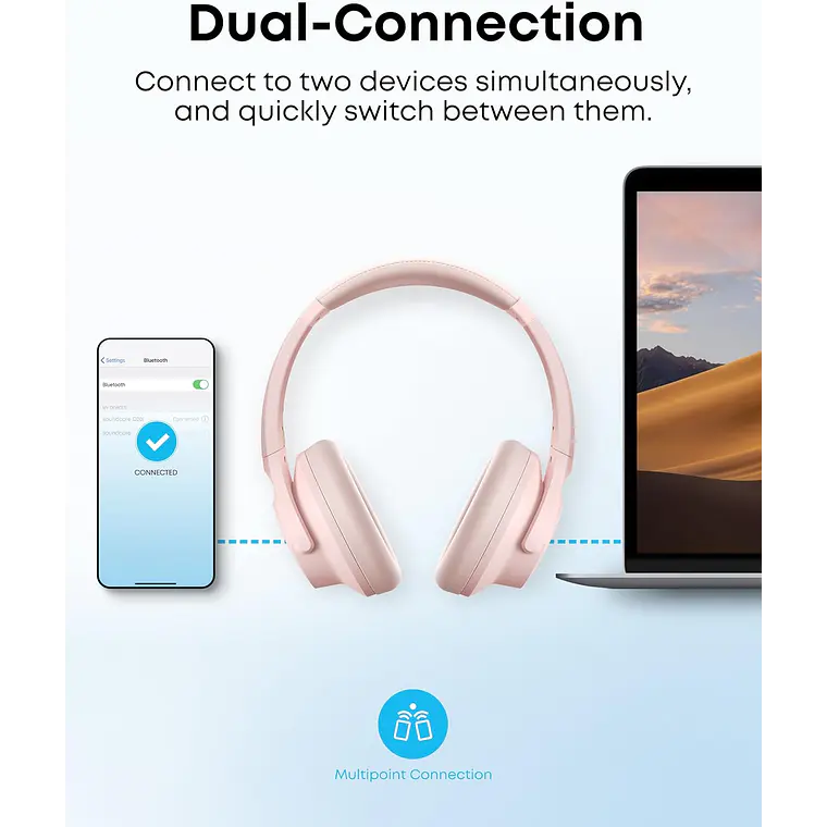 Audífonos Inalámbricos Soundcore Q20i Bluetooth ANC Rosa 4