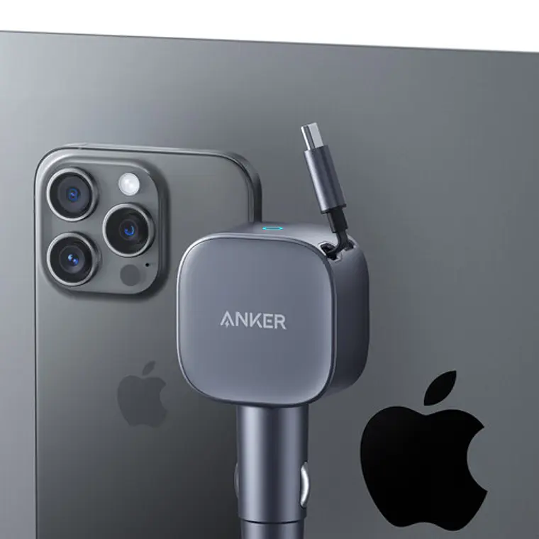 Cargador de Auto Anker Nano 75W USB-C Cable Retráctil 2en1 2