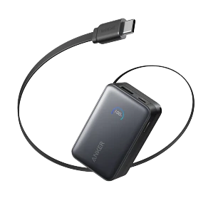 Batería portátil Anker Nano 10000mAh 45W con Cable Retráctil USB-C Negro