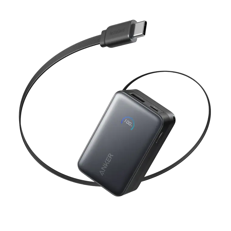 Batería portátil Anker Nano 10000mAh 45W con Cable Retráctil USB-C Negro 1