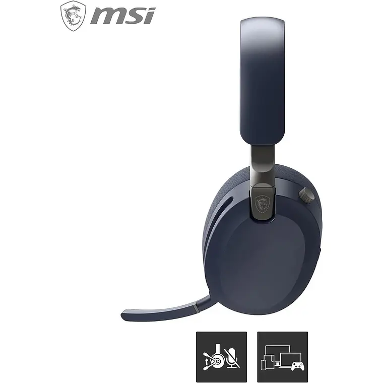 Audífonos Inalámbricos Over-Ear MSI Maestro 500 Wireless ANC Bluetooth 5.4 2.4GHz Azul Marino 1