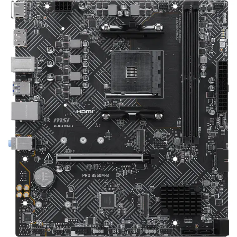 Placa Madre MSI PRO B550M-B AMD AM4 Micro-ATX DDR4 PCIe 4.0 Dual M.2 1