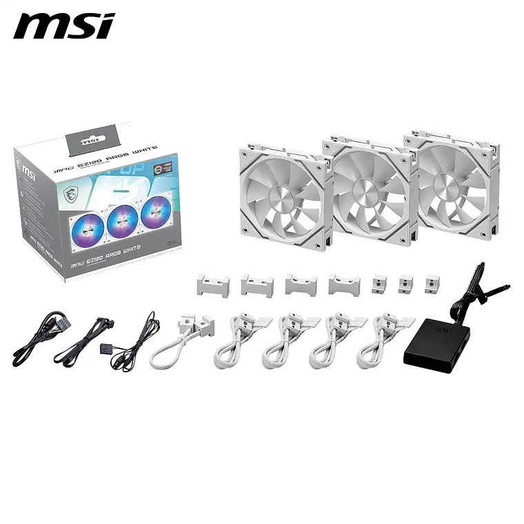 Kit de 3 Ventiladores MSI MPG EZ120 ARGB White 120mm con Hub (306-7G24F04-809) 4