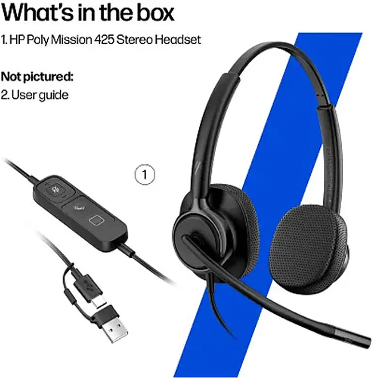 Audífonos Cintillo USB HP Poly Mission 425 Estéreo 6