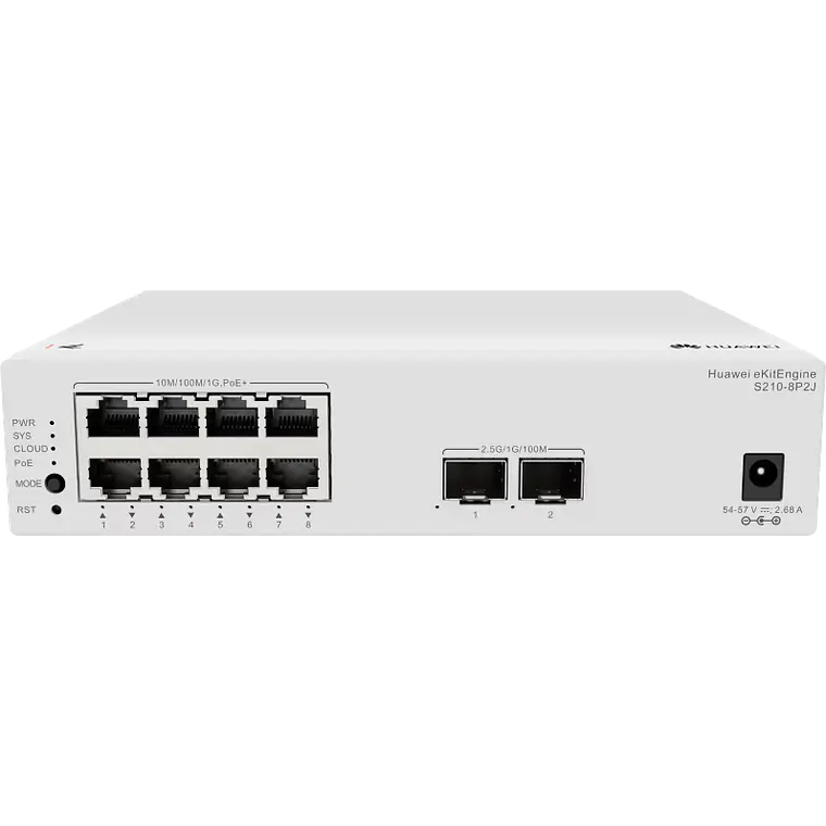 Switch 10 Puertos Huawei eKit S210-8P2J 8P PoE+ 128W 2.5G SFP 4