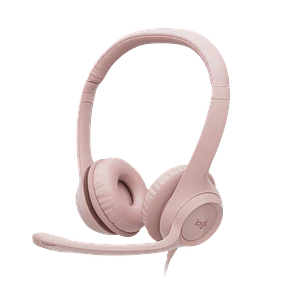 Auricular Logitech H390 USB | Cable 1.9m Control en Línea Micrófono Cancelación de Ruido Rosa