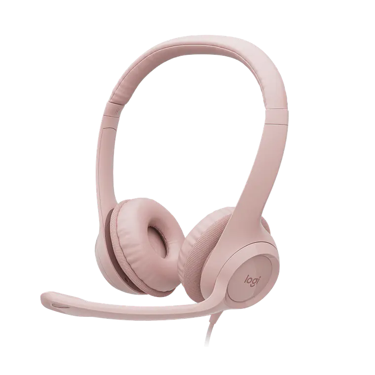 Auricular Logitech H390 USB | Cable 1.9m Control en Línea Micrófono Cancelación de Ruido Rosa 1