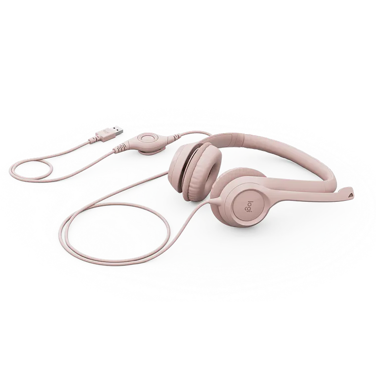 Auricular Logitech H390 USB | Cable 1.9m Control en Línea Micrófono Cancelación de Ruido Rosa 2