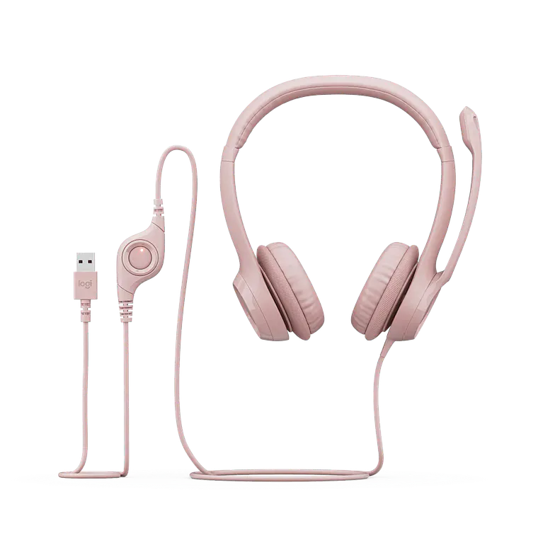 Auricular Logitech H390 USB | Cable 1.9m Control en Línea Micrófono Cancelación de Ruido Rosa 5