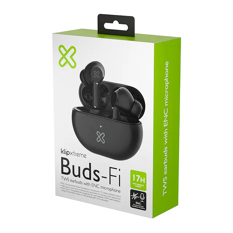 Audífonos Klip Xtreme Buds-Fi KTE-015 | TWS Bluetooth 5.4 17h Micrófono ENC Táctil Negro 4