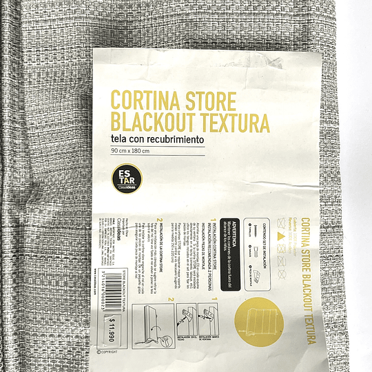 Cortina Store Blackout Textura Gris 90x180 