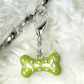 colgante Mascota Crazy Paws strass Huesito Verde