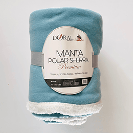 Manta Polar Sherpa Premium Doral 127x152 celeste