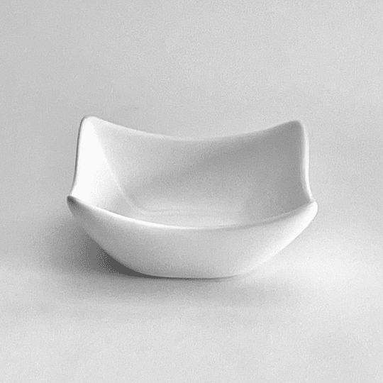 Pocillo Porcelana Blanco cuadrado puntas curvas 7,5x7,5