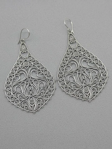 Aros Gota Mandala de plata