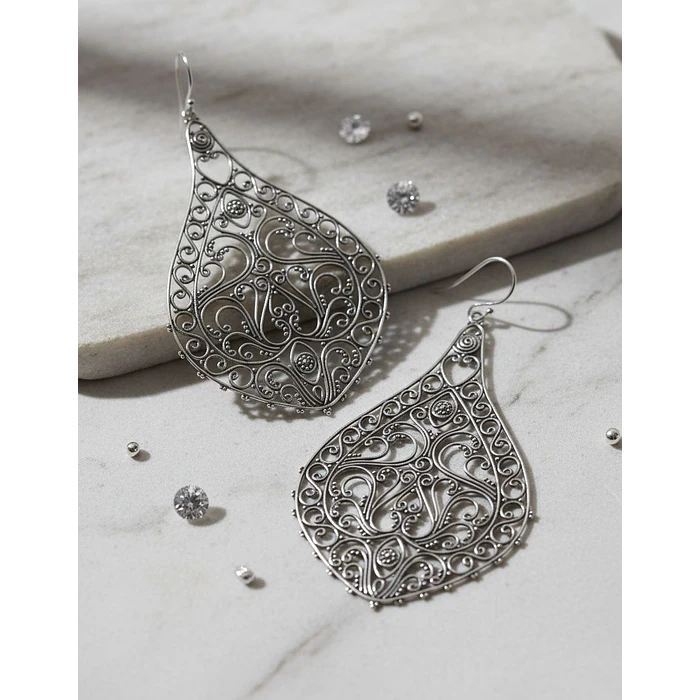 Aros Gota Mandala de plata 3