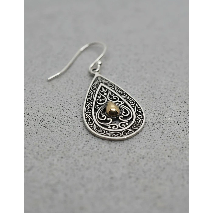 Aros colgantes plata con pepita de oro 2