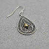 Aros colgantes plata con pepita de oro 2