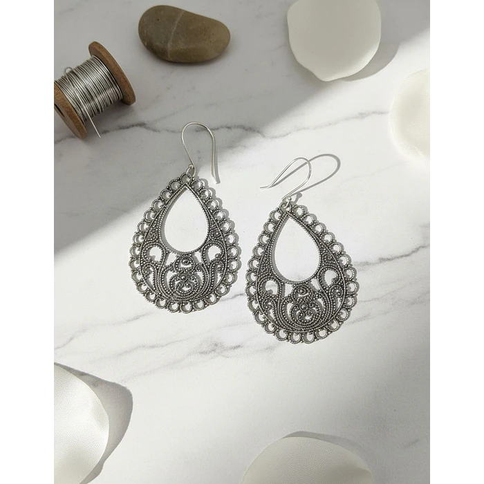 Aros Lagrima de plata puntos 3