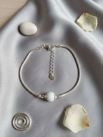 Pulsera de Plata - Ágata Blanca