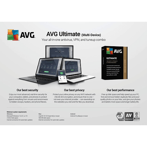 AVG Ultimate/Seguridad de Internet 2023 * Windows/MAC/Android/iOs * ESD