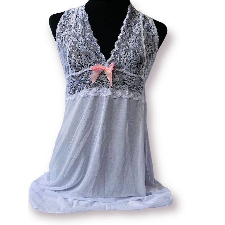 Vestido halter Blanco con rosa  1