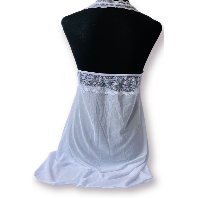 Vestido halter Blanco con rosa  3