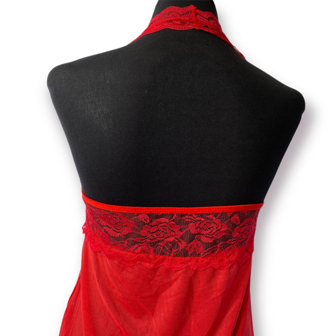 Vestido halter Rojo con rosa 2