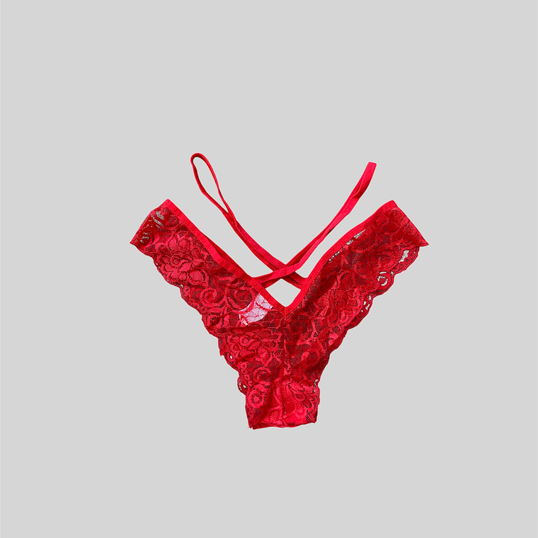 Tanga encaje floral cruzada 3